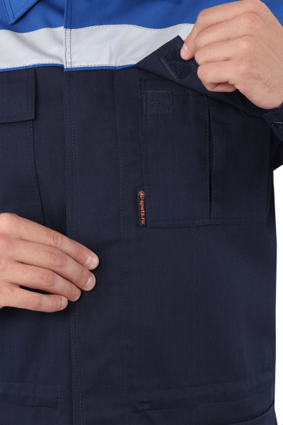 Костюм мужской АНТИСТАТ от МВ и ОПЗ, от стат. элект. (куртка, п/ком)  т.синий/вас. КОС 583 (ЧЗ)