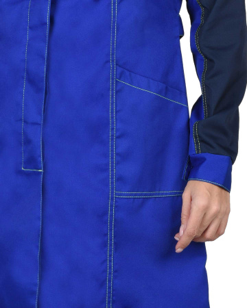 Халат "Ирина" женский васильковый с синим и лимонным кантом (ЧЗ)