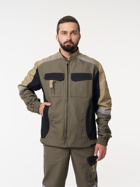 Куртка рабочая мужская №116 цвет хаки, черный, бежевый,  ткань Канвас