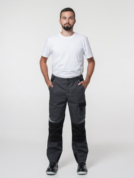 Брюки рабочие мужские №116 серый с черный, СОП, ткань Rodos