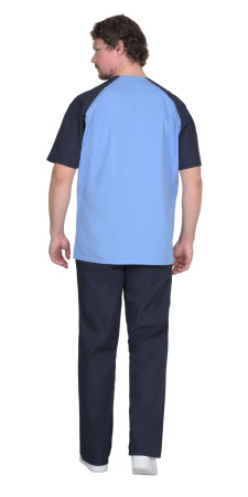 Костюм "ИНТЕРН" мужской: куртка, брюки, тёмно-синий с голубым