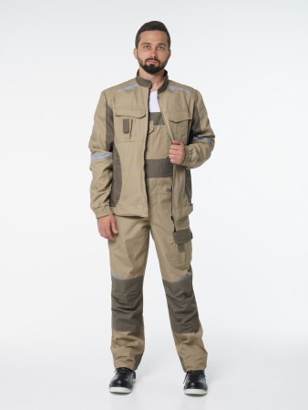 Полукомбинезон рабочий мужской №116 бежевый, хаки, СОП, ткань Канвас 
