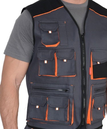 Жилет "МАНХЕТТЕН" темно-серый с оранжевым и черным (ЧЗ)