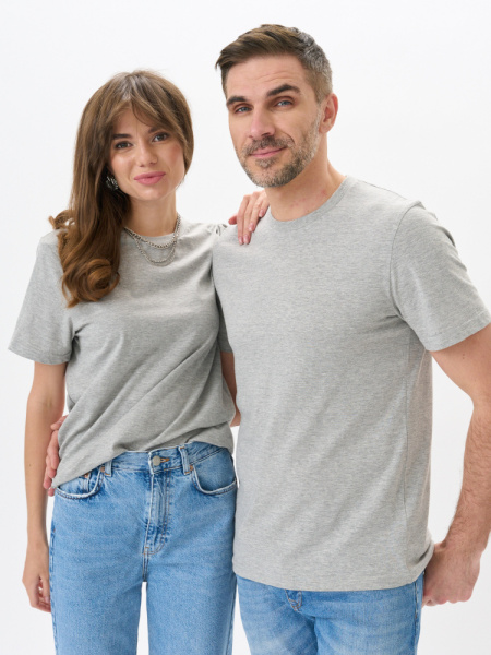 Футболки МУЖСКИЕ трикотажные (состав: 100% х/б); плотность 180 гр/м² (Меланж темно-серый)