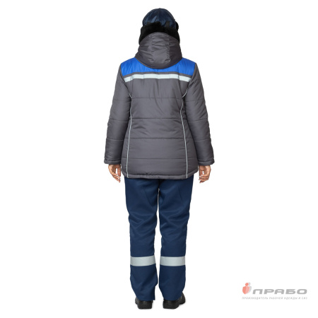 Куртка женская утеплённая "Онега-М" с трехслойным утеплителем тёмно-серая/электрик