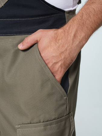 Полукомбинезон рабочий мужской №116 хаки, черный, СОП, ткань Канвас