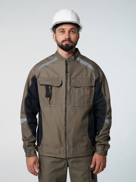 Куртка рабочая мужская №116 хаки, черный, ткань Канвас