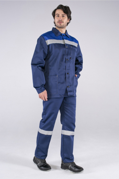 Костюм Стандарт СОП (тк.Смесовая,210) брюки, т.синий/васильковый 